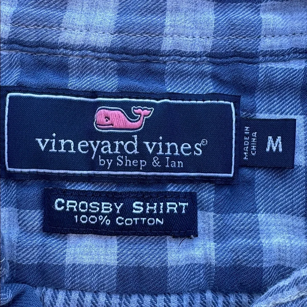 Vineyard Vines Blue White Gingham Crosby Slim Fit Long Sleeve Shirt Medium M